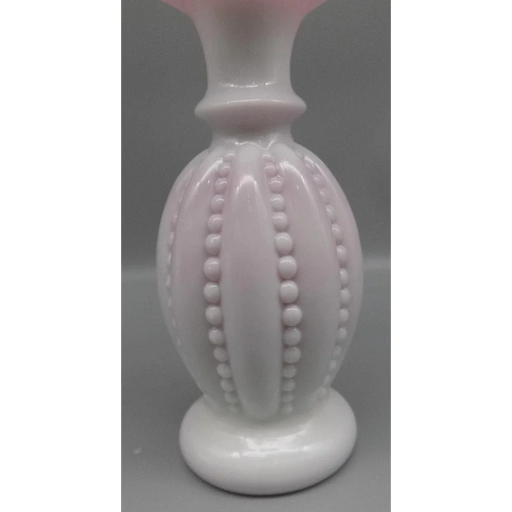 Rare Fenton Vase Peach Crest Double Crimped Beaded Melon 50's Cased 8 3/4